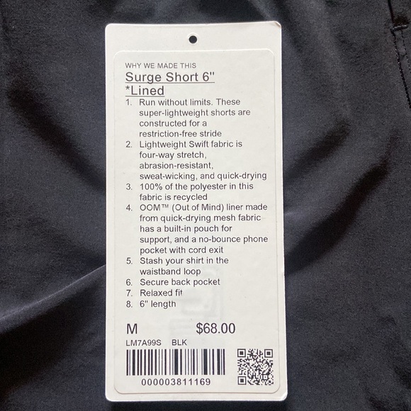 Mens Surge 6” black shorts - Picture 4 of 6